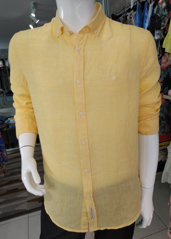 Pánska košeľa s dlhým rukávom žltá